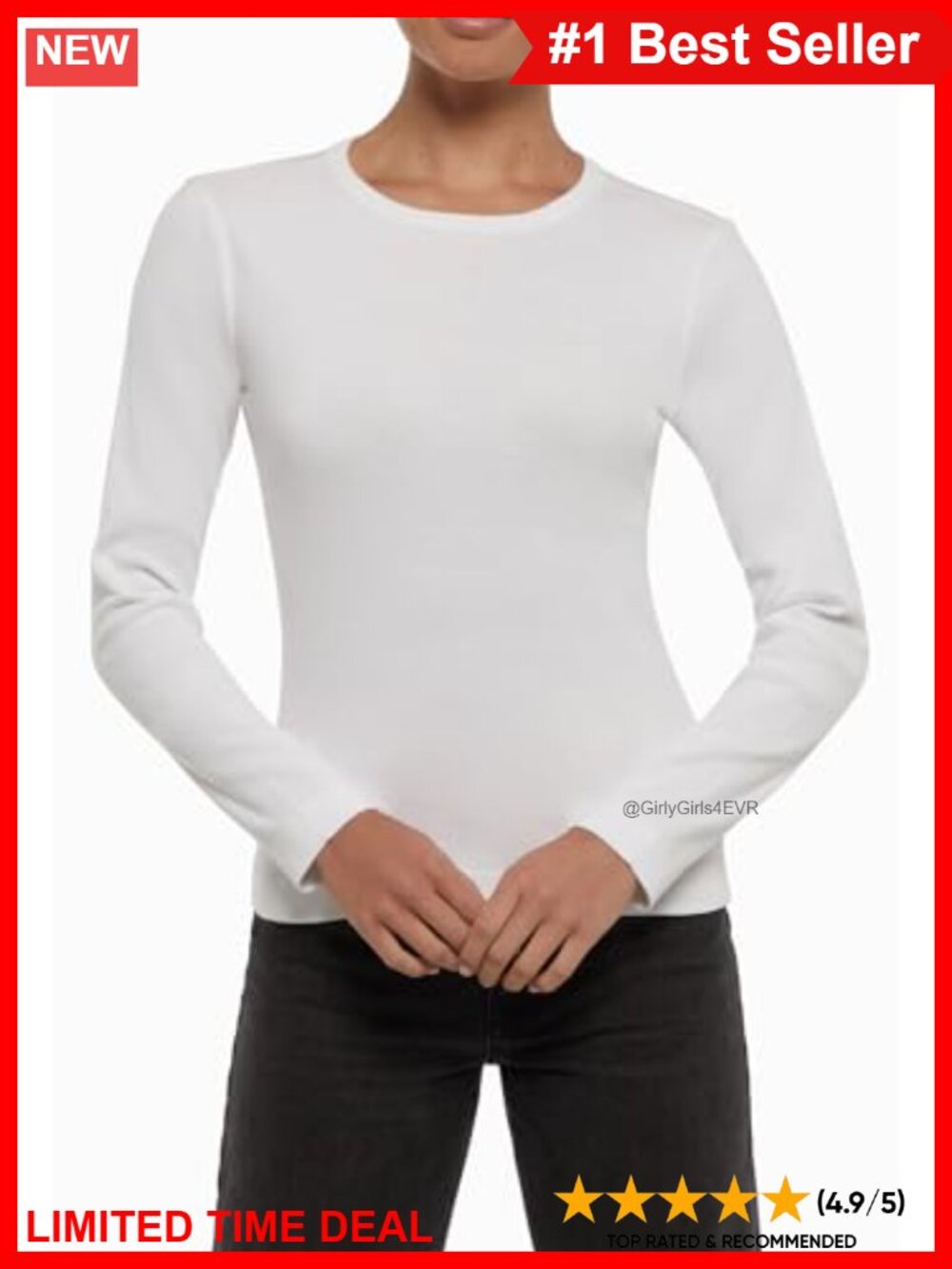 Women's Crew Neck Long Sleeve Slim Fit Pullover Tee